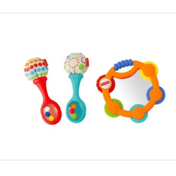 Fisher-Price Tambourine & Maracas Instrument Rattle Gift Set Toddler Infant - Picture 1 of 3